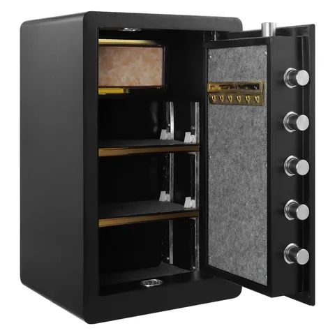 Double Door 4.2 cu.ft Safe Box with Key Lock Password Cabinet Black.