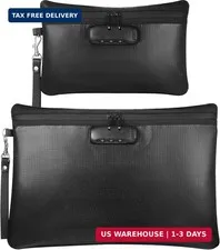 Nezyo Fireproof Safe Money Document Bag with Lock 2 Pcs Notary Journal Waterproo