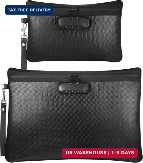 Nezyo Fireproof Safe Money Document Bag with Lock 2 Pcs Notary Journal Waterproo