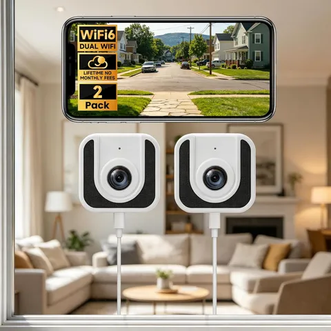 3MP Window Camera,Free Cloud Storage,2.4Ghz & 5Ghz WiFi Indoor Cameras for Home