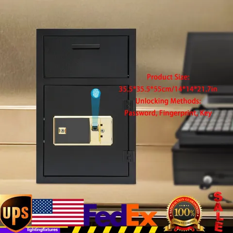 Cash Depository Safe, Steel Mailbox, Password/Fingerprint/Key Unlocking Safe