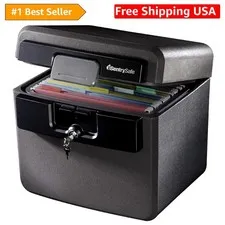 Stylish Black Fireproof and Waterproof Safe for Home Documents and Valuables