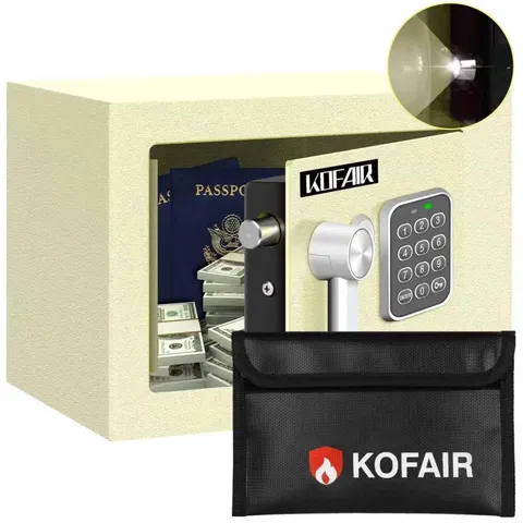 Safe Box for Home Safe (0.23 Cubic Feet) with Fireproof Bag, Personal Money S...