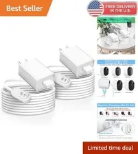10FT Magnetic Camera Charger 2 Pack - Fast Charging Weatherproof Power Adapter