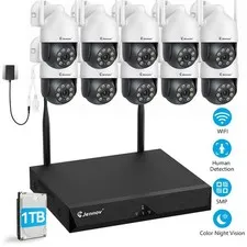 JENNOV 5MP WiFi Security Camera System Outdoor IP Two‑Way Audio 10CH NVR Kit