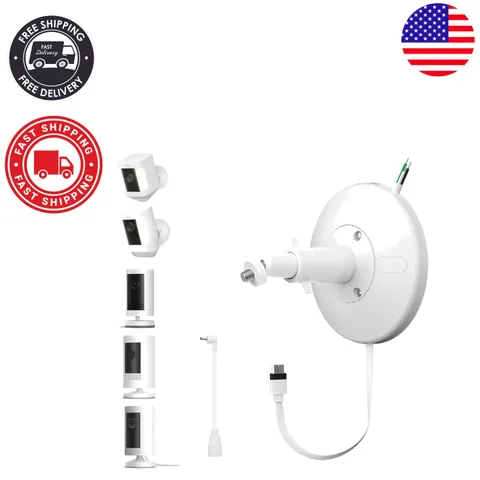 Durable Hardwired Power Adapter for Ring Cameras - Indoor/Outdoor Use, White