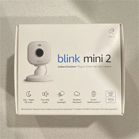 Blink Mini 2 White 1080p Wi-Fi Indoor/Outdoor Camera, 2-Way Audio, Spotlight