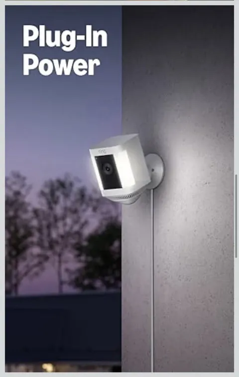 Ring Spotlight Cam Plus Plug-In Outdoor Wi-Fi IP 1080p Color White Alexa