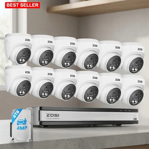 Security Camera System 16CH 4K NVR 4MP PoE Dome Audio 4TB HDD