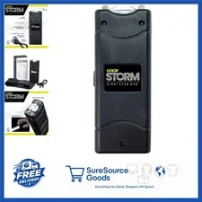 Portable Storm Mini S1001 Stun Gun with Flashlight and Safety Lock Steel Gray