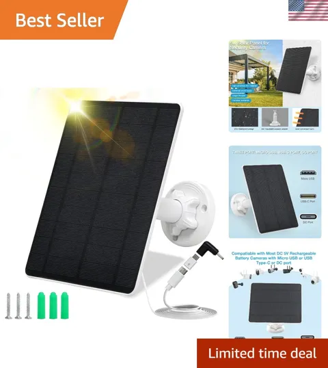 Solar Panel for Security Camera,5W USB Solar Panel for Cameras DC 5V,Camera S...