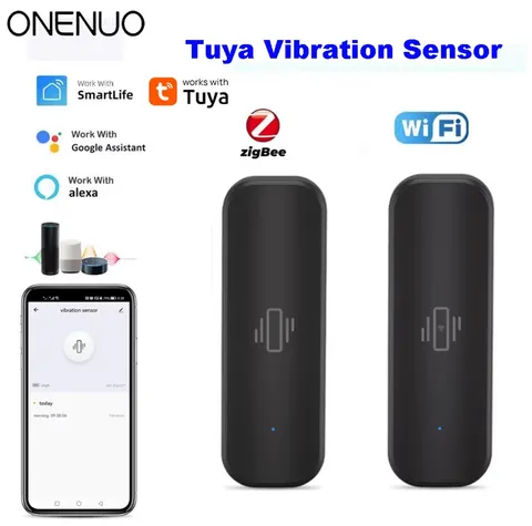 WiFi or Zigbee Vibration Sensor Home Security Protection Tuya Smart Life App 