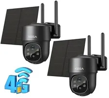 2 Pack 4G LTE Solar Cellular Security Camera with SIM Card, No WiFi