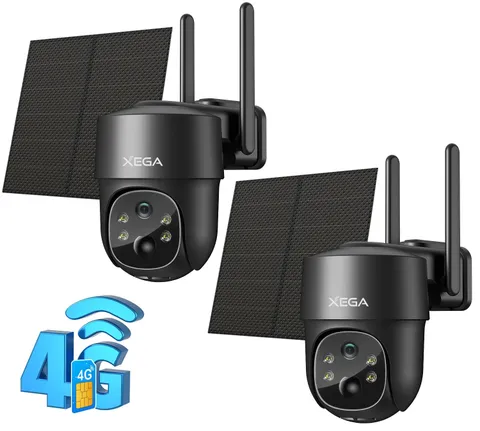 2 Pack 4G LTE Solar Cellular Security Camera with SIM Card, No WiFi