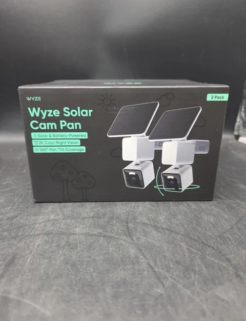 Solar Pan Cam 2-Pack, Solar Outdoor Home Security Camera, with 2K HD Color New