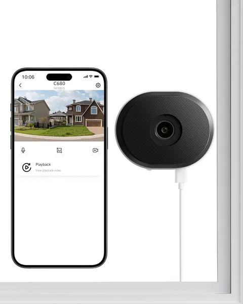 C680 2K 3MP Wifi Indoor Window Mounted Security Camera No Drill
