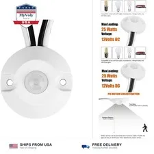 Facon 12V DC PIR Motion Sensor Switch, Use with Strip Lights, LED Lights, Inc...