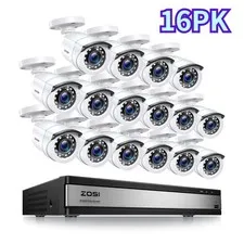 ZOSI 16CH DVR 1080P Outdoor 16X Security Camera IP66 System CCTV IR Smart Detect