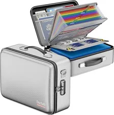 Fireproof Document Box Hard Case with Lock ＆ Accordion File Folder| Fire & Water