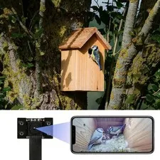 WIWACAM WiFi Bird Box Camera, 4K HD WLAN, Live Video to Phone, Easy Black