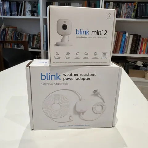 Blink Mini 2 1080p Security Camera with Built-in Mic - White 13ft Power Adapter 