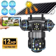 Wireless Solar Battery Powered WiFi Home Security Camera System Outdoor Pan/Tilt
