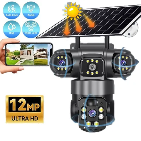 Wireless Solar Battery Powered WiFi Home Security Camera System Outdoor Pan/Tilt
