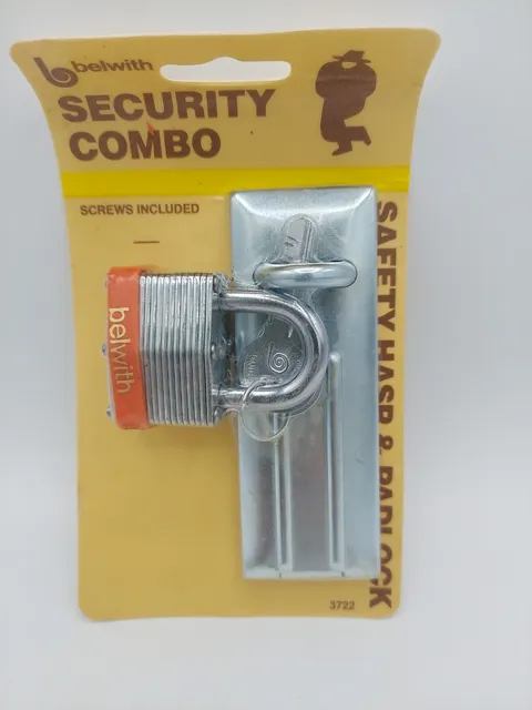 Belwith Security Combo : Safety Hasp & Padlock #3722, NOS 1984, NEW & SEALED