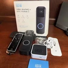Blink Video Doorbell Sync Module 2 System Bundle Black Brand New Sealed Alexa