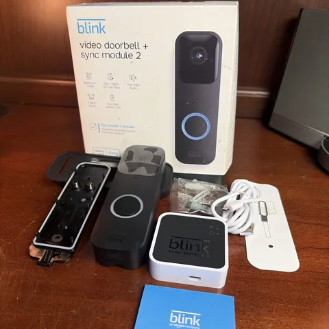 Blink Video Doorbell Sync Module 2 System Bundle Black Brand New Sealed Alexa