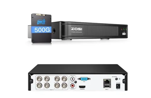 ZOSI 8 Channel H.265 5MP Lite DVR with Hard Drive 1TB for Security Camera System