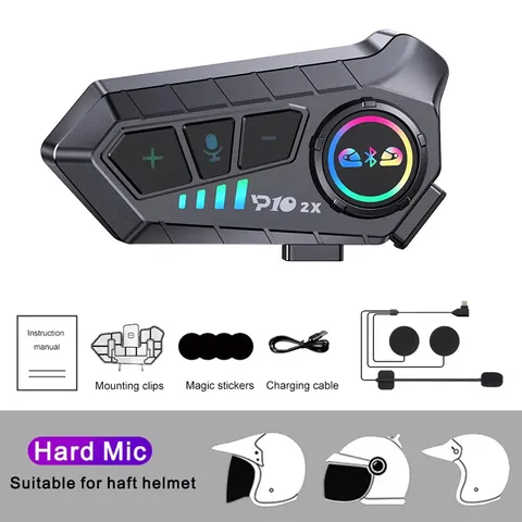 1/2X Motorcycle Intercom Headset Helmet for 2 Riders Intercommunicator Moto 300M