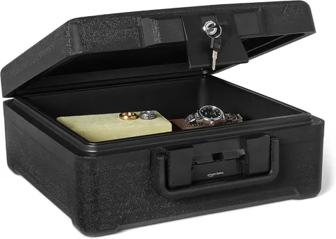 Fire-Resistant Waterproof Fire Chest with Mechanical Key, 0.39 Cu. Ft, Black