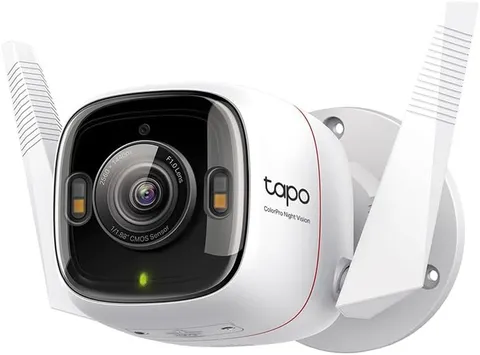 Tapo Colorpro Wi-Fi Outdoor Camera, Poe, Plug-In, Daylight Clarity at Night, 2K