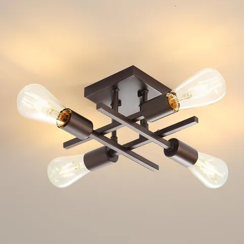 Eietonte Industrial 4-Light Semi Flush 1 Count (Pack of 1), Oil-Rubbed Bronze