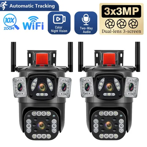 9MP 3 Lens WiFi Security Camera System Night Vision 1080P SmartCam 10X Zoom
