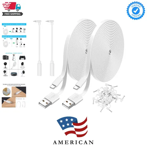2 Pack 20FT Power Extension Cable Compatible with Wyze Cam v4/v3/OG,Wyze Cam ...