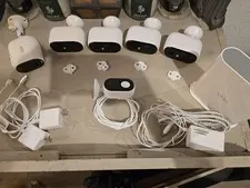 Arlo Cameras 6 Cameras Hub Station And All Cords Good Working Used Condition