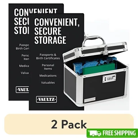 2PC Combination Lock Box Secure Safe Storage Box Black Medium Density Fiberboard