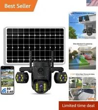Solar-Powered Triple Lens Security Camera with Smart Motion Alerts & App Control