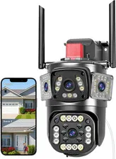 Plug in Security Camera Indoor, Dual Lens PTZ Wifi Camera 2.4G, Indoor Camera wi