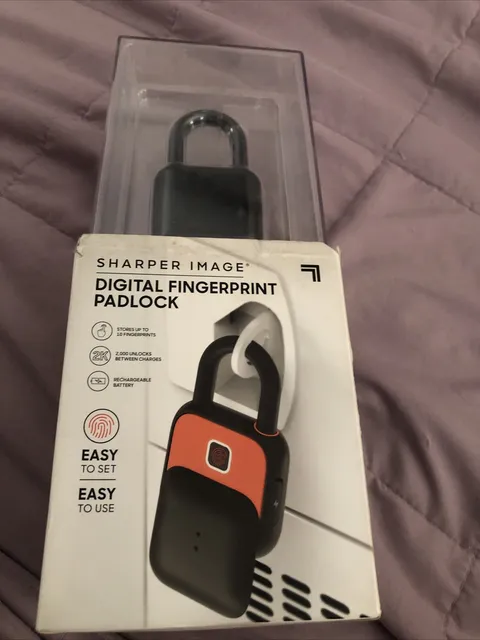 NEW Sharper Image Fingerprint Lock Digital PADLOCK NIB