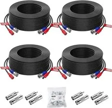 ZOSI 4-Pack 100ft BNC Video Power Cable CCTV Security Camera All-in-One