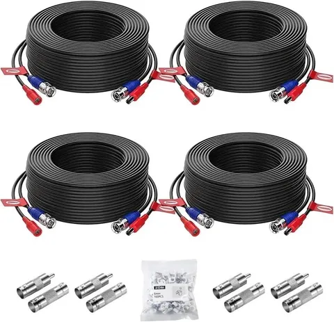 ZOSI 4-Pack 100ft BNC Video Power Cable CCTV Security Camera All-in-One