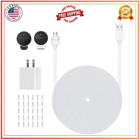 16ft Power Cable for SimpliSafe Outdoor Security Camera Weatherproof White