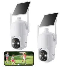 2K Pan/Tilt 360° Security Cameras Wireless Outdoor, 2 Pack