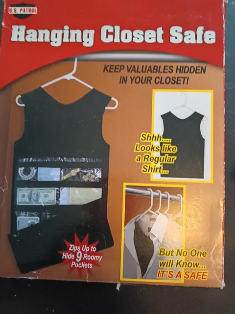 US Patrol Hanging Closet Safe Organizer Vest to Hide Valuables In Closet Black