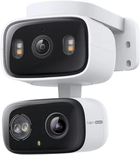 TAPO 2K In/Outdoor Dual Lens Pan/Tilt Wired Security Camera, 6mm Zoom, 2.4GHz/AI