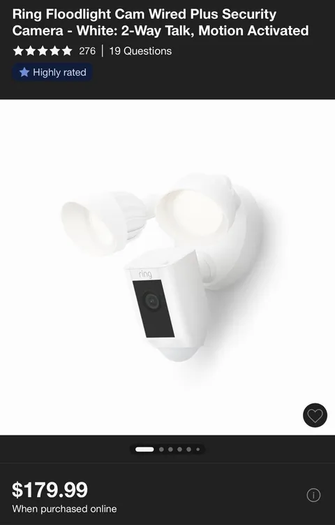 Ring Floodlight Cam Wired Plus Security Camera White