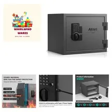 Fireproof Safe Box, 1.2 Cubic Feet Small Fire Safe Steel Security Home Safe w...